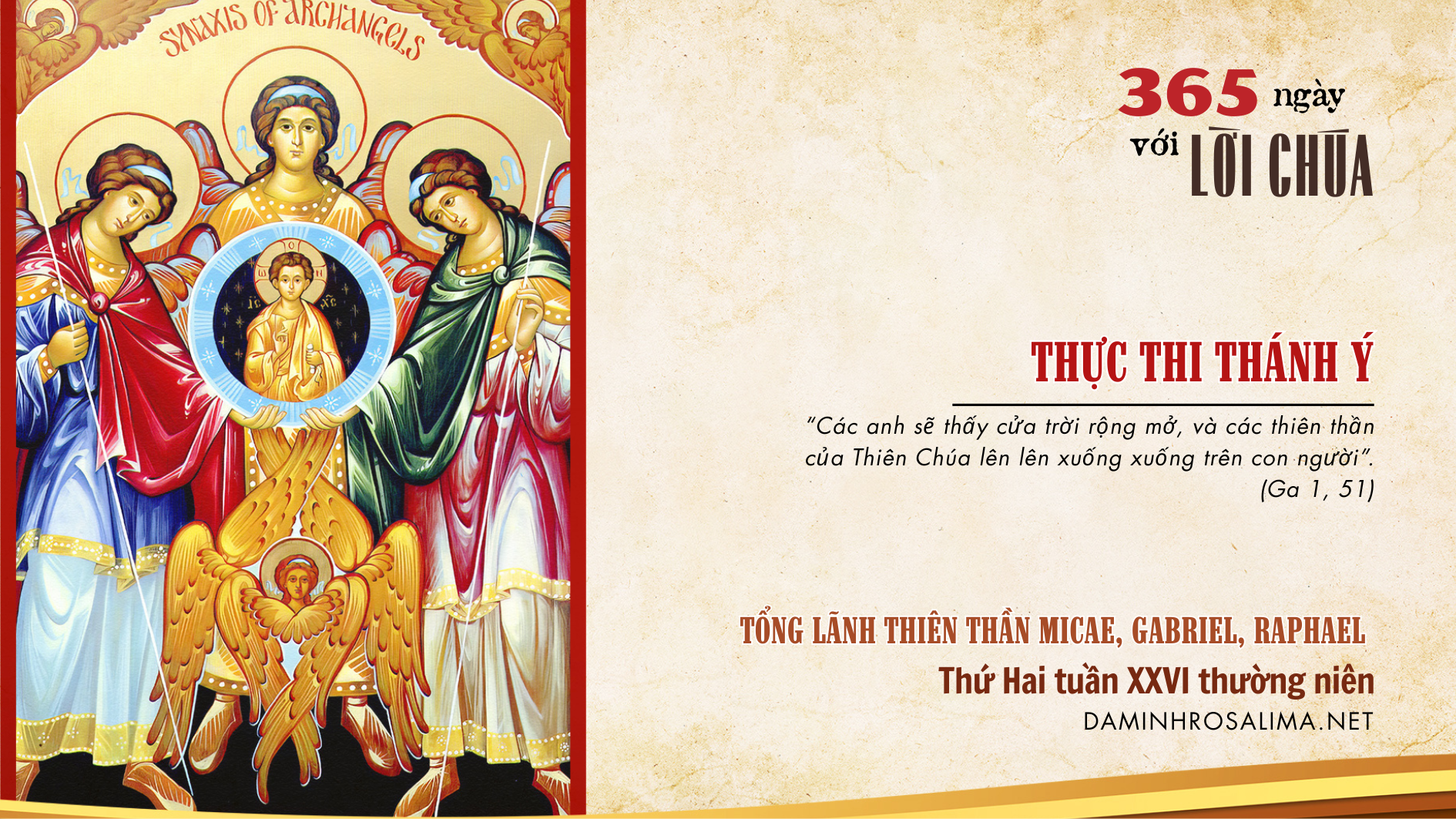 Thứ Hai tuần XXVI thường niên - Lễ Tổng lãnh Thiên Thần